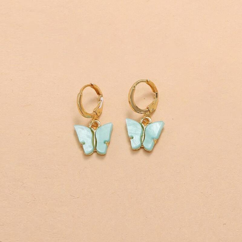 

Butterfly Drop Earrings, Blue