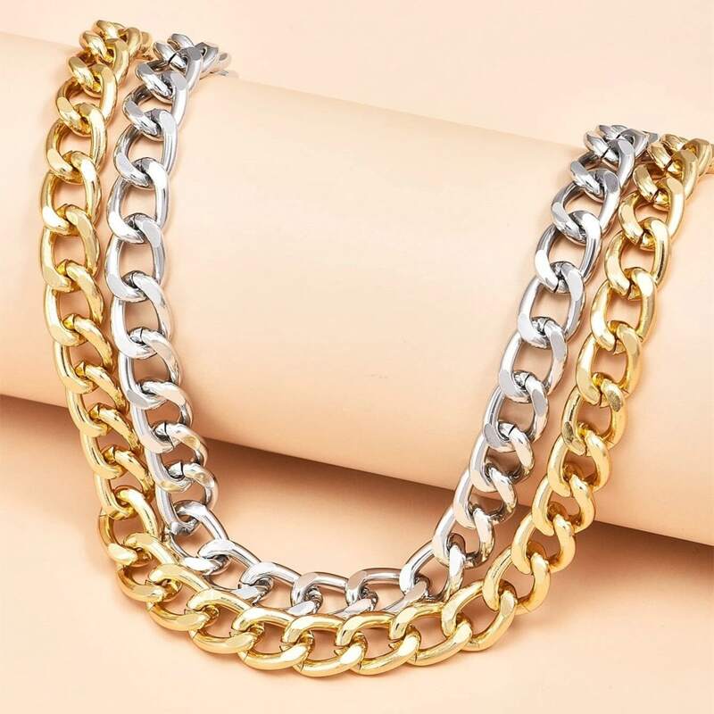 

2pcs Minimalist Chain Necklace, Multicolor