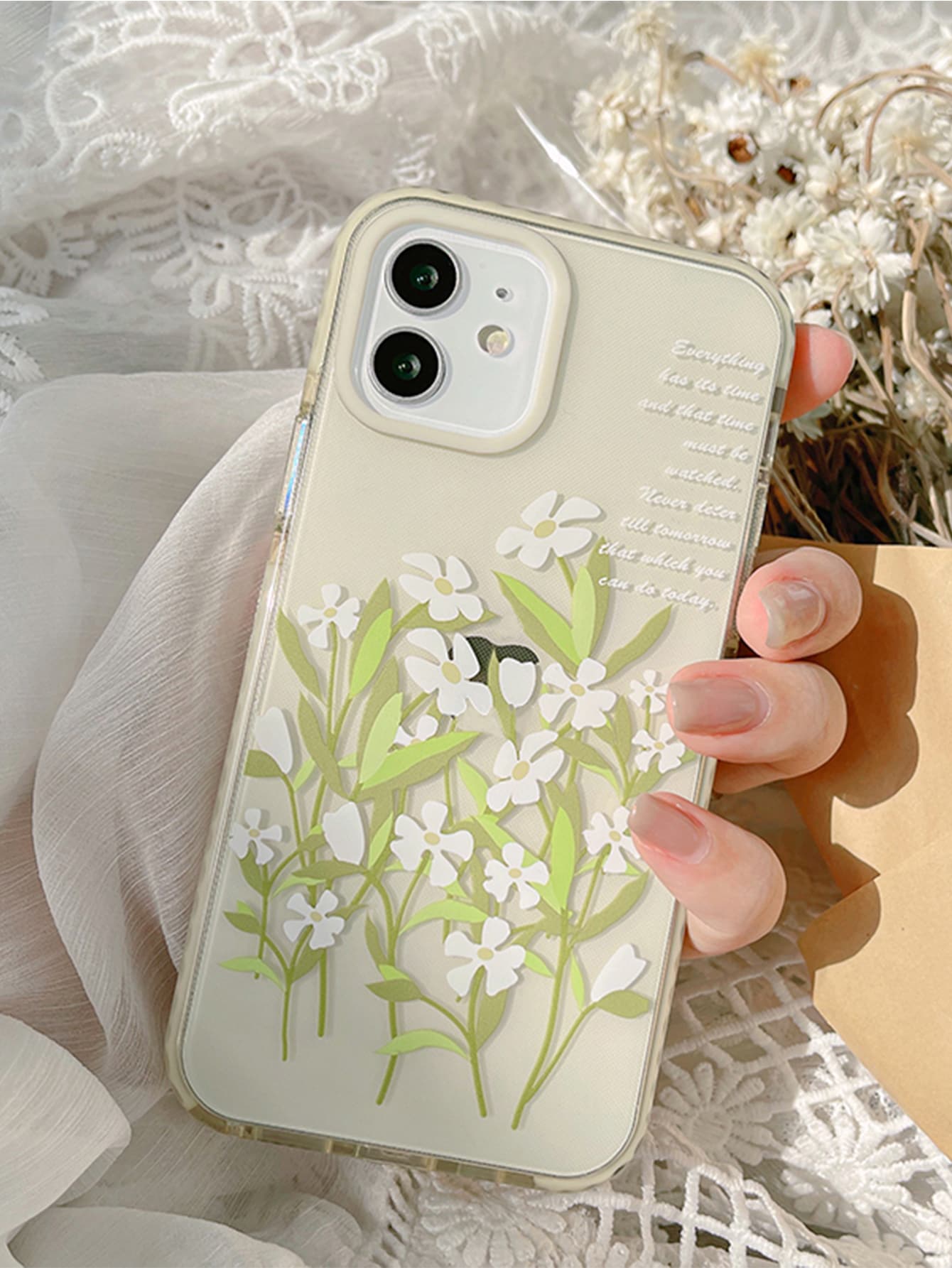 Funda de celular transparente con patrón de flor - Multicolor - Ver 1