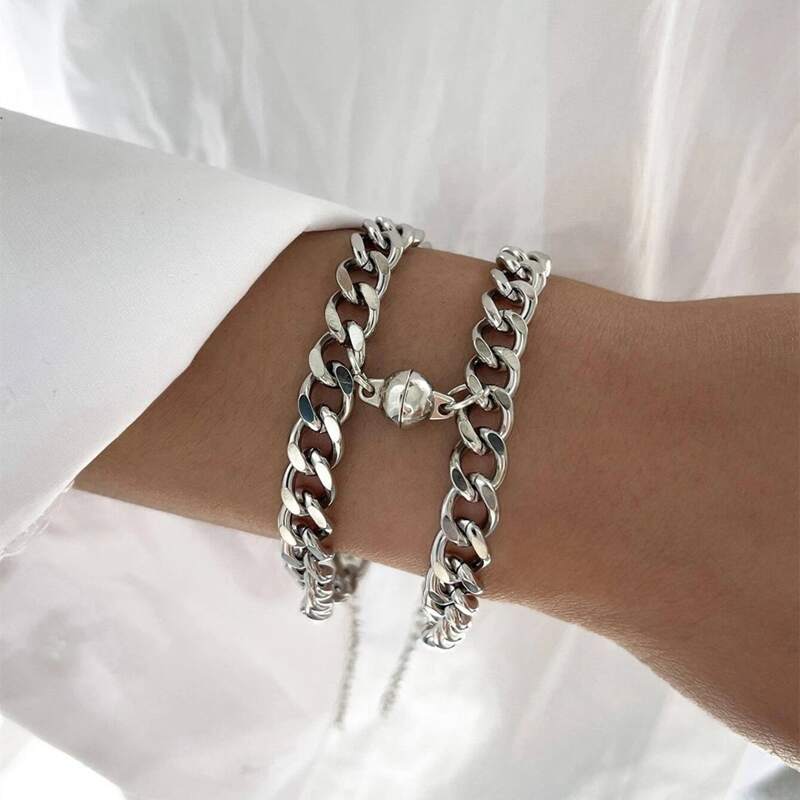 

2pcs Magnetic Chain Bracelet, Silver