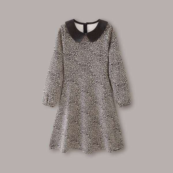

Girls Leopard Print Zip Back Dress, Multicolor
