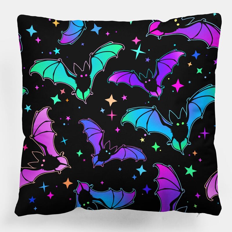 

Halloween Bat Print Cushion Cover Without Filler, Multicolor