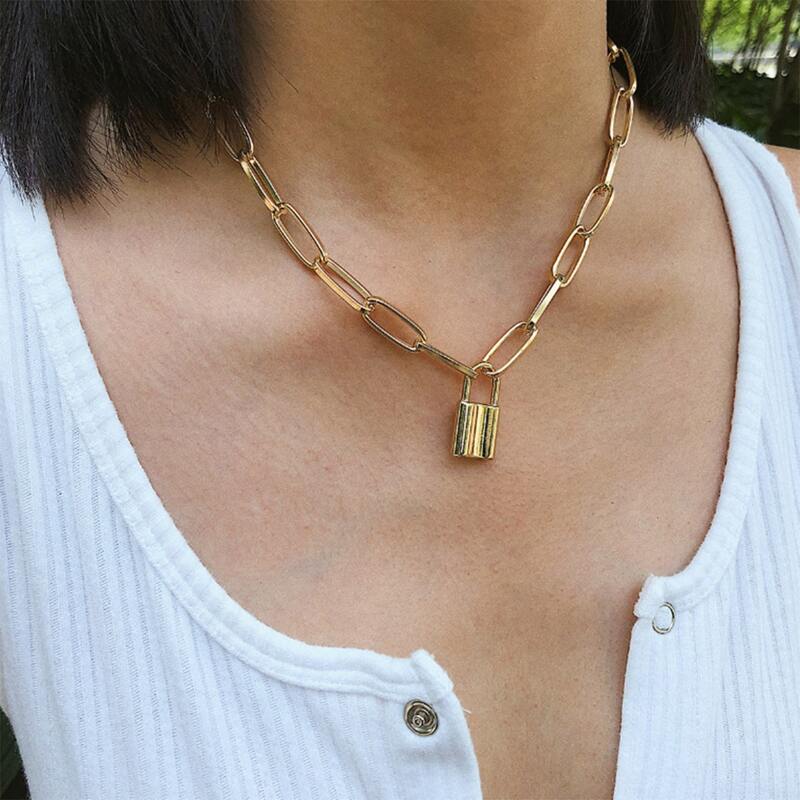 

Lock Decor Chain Necklace, Gold