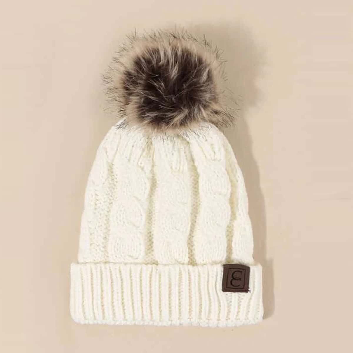 

Guys Pom Pom Decor Knit Beanie, White