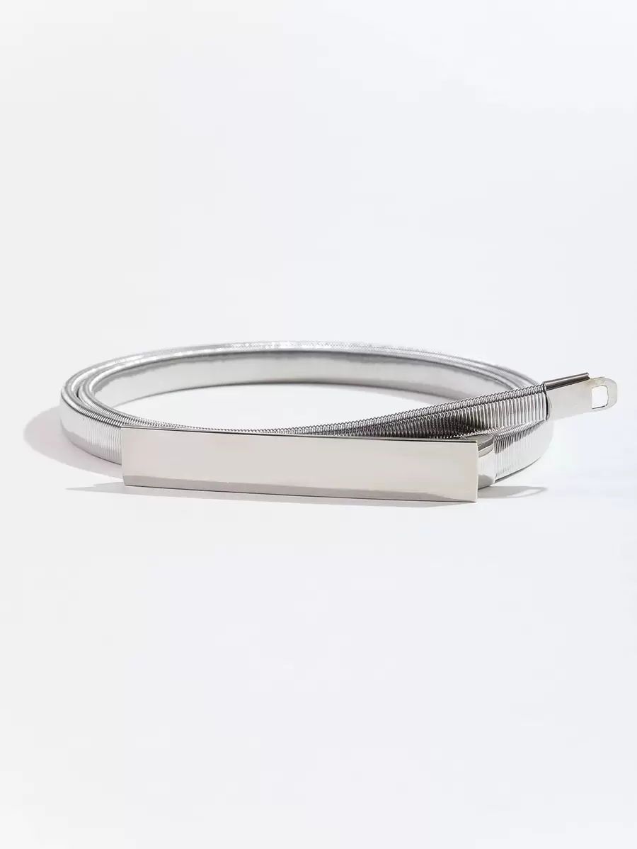 Dây đeo eo bằng kim loại co giãn tối giản, thời trang thường ngày. - Bạc - Xem 1