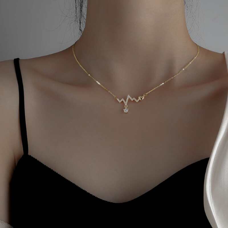 

Rhinestone Decor Chain Necklace, Gold