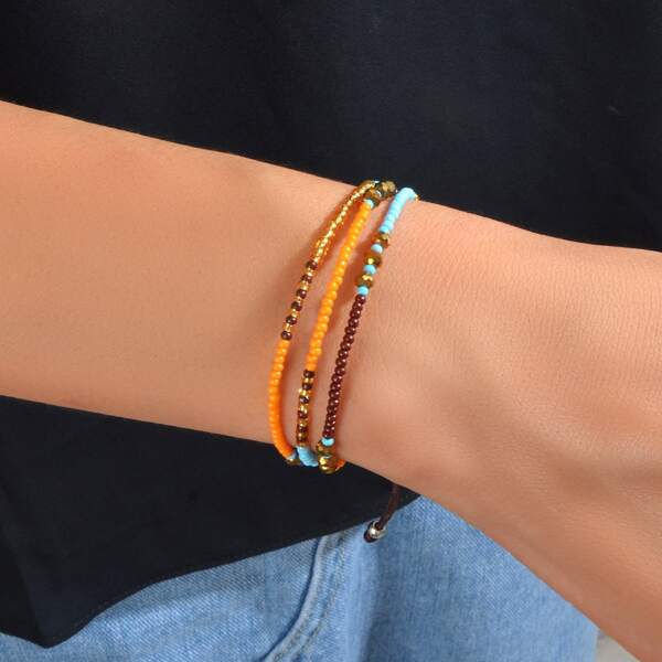 

Beaded Layered Bracelet, Orange