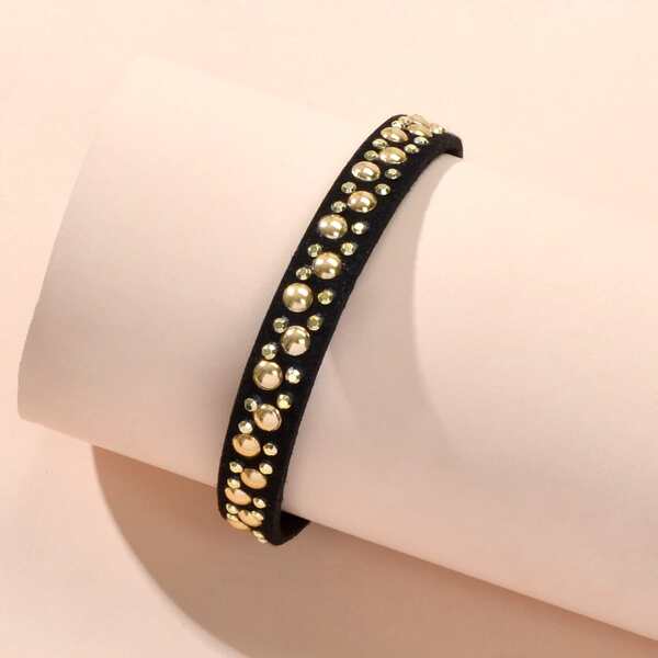 

Round Studded Decor Bracelet, Black