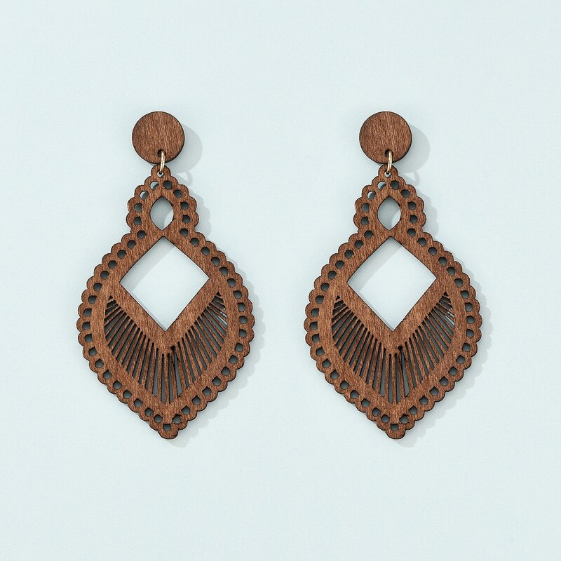 

Hollow Out Drop Earrings, Coffee brown