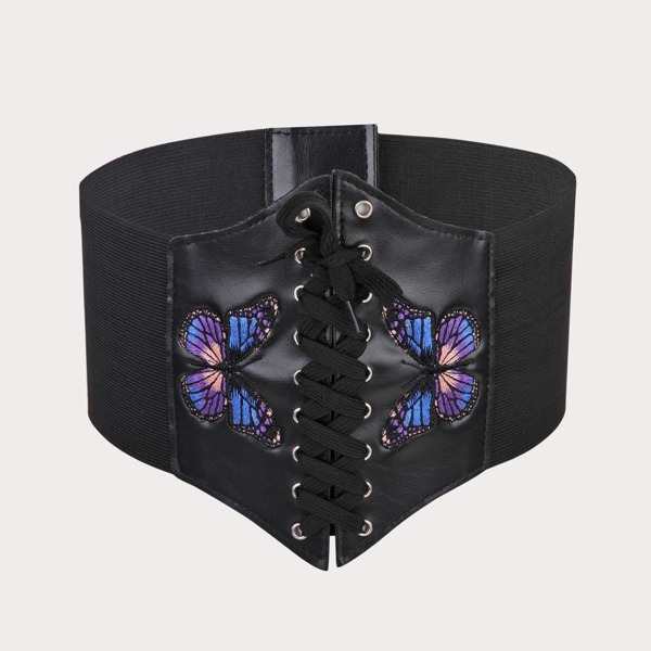 

Butterfly Decor Corset Belt, Black