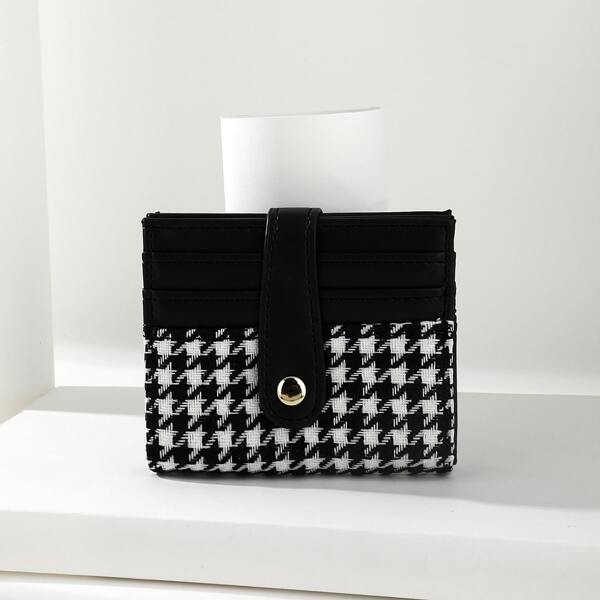 

Houndstooth Fold Over Card Holder, Black and white