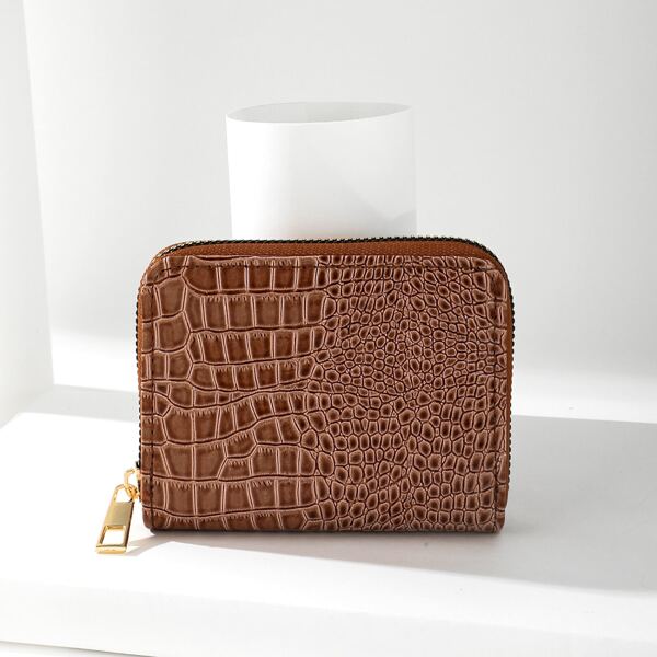 

Croc Embossed Small Wallet, Brown