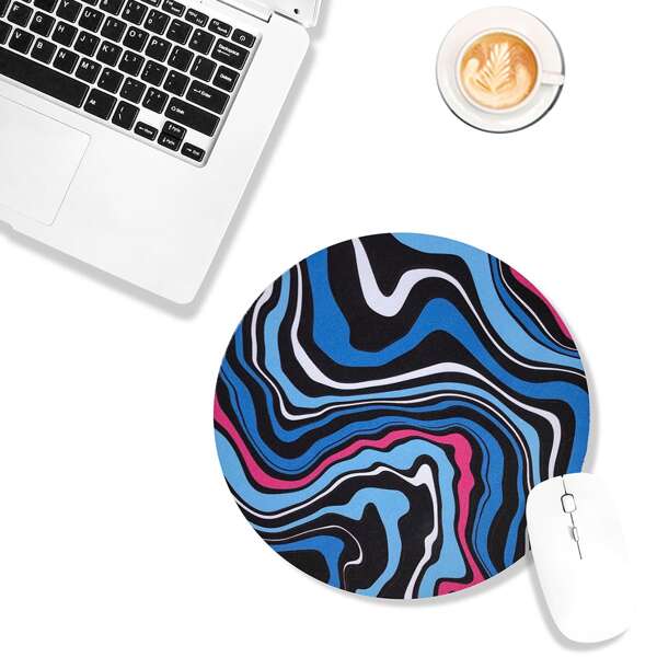

Color Block Round Mouse Pad, Blue