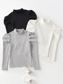 Genkimix Kids 少女3入組高領半袖t恤 - 彩色 - 查看 1