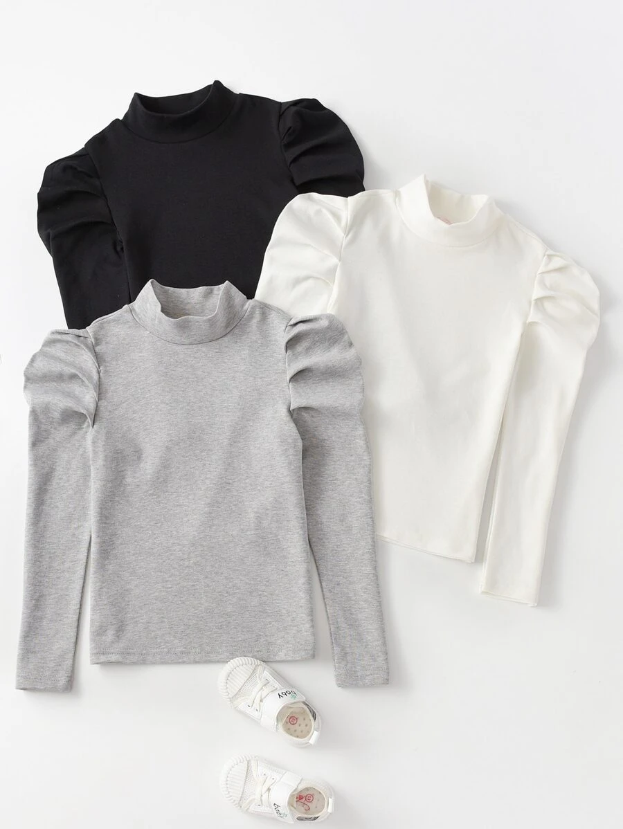 Genkimix Kids 少女3入組高領半袖t恤 - 彩色 - 查看 1