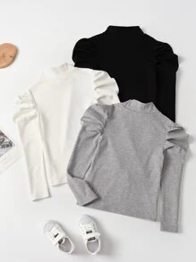 Genkimix Kids 少女3入組高領半袖t恤 - 彩色 - 查看 2