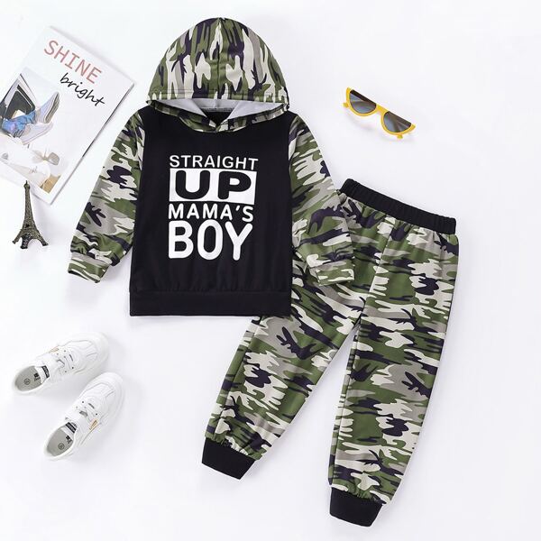 

Toddler Boys Camo And Slogan Graphic Hoodie & Sweatpants, Multicolor