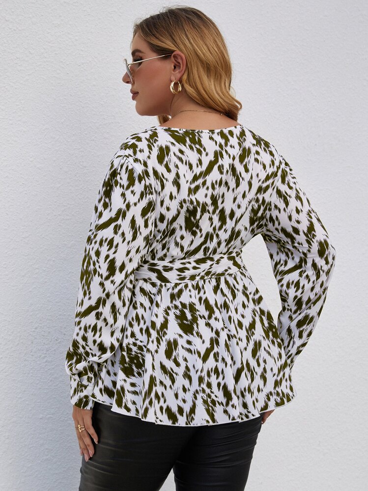 Blusa con estampado con cinturón - Multicolor - Ver 2