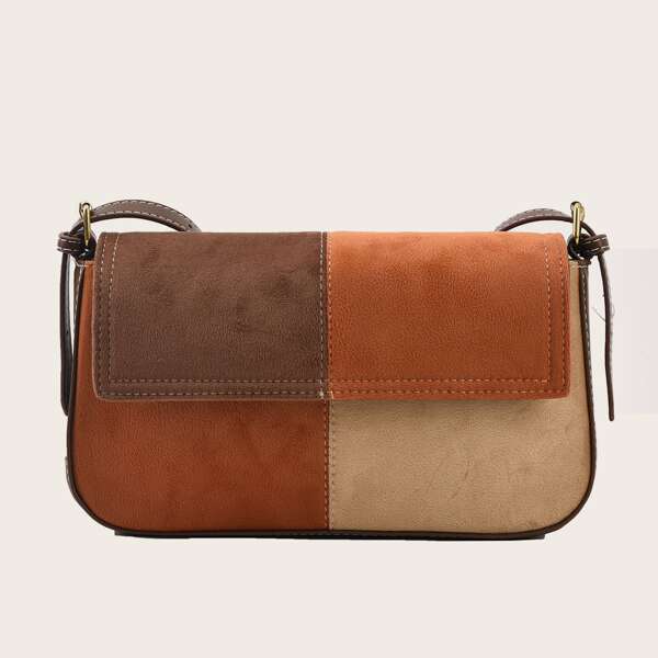 

Colorblock Flap Crossbody Bag, Multicolor