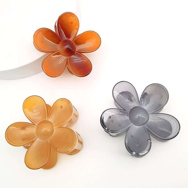 

3pcs Flower Design Hair Claw, Multicolor