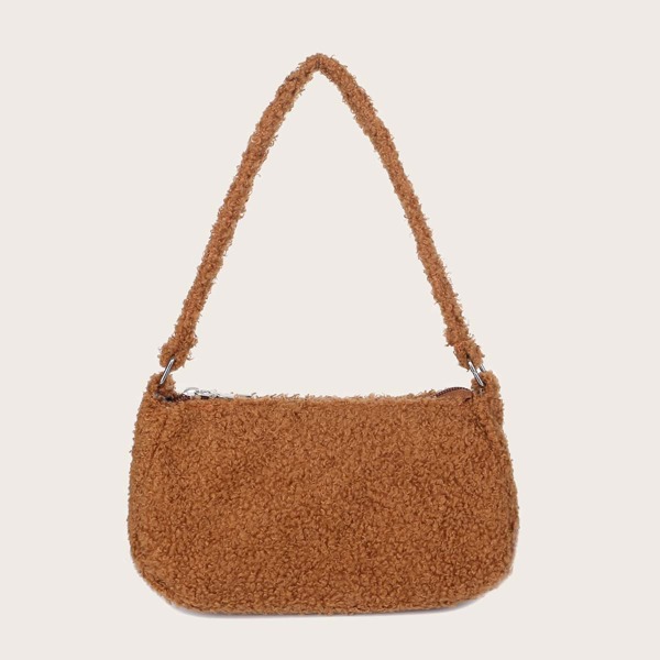 

Minimalist Fluffy Baguette Bag, Brown