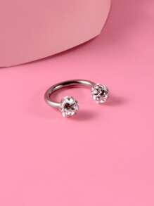 Stainless Steel, Rhinestone Decor Nose Ring For Women And Men, Punk Piercing, A Fashionable Body Jewelry Gift For Any Occasion - Silver - View 2