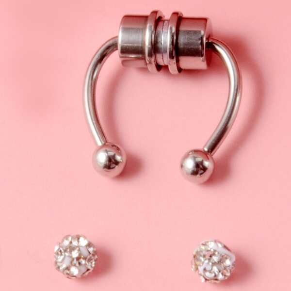 

1set Magnetic Nose Ring, Silver