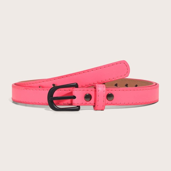 

PU Buckle Belt With Hole Punch, Hot pink