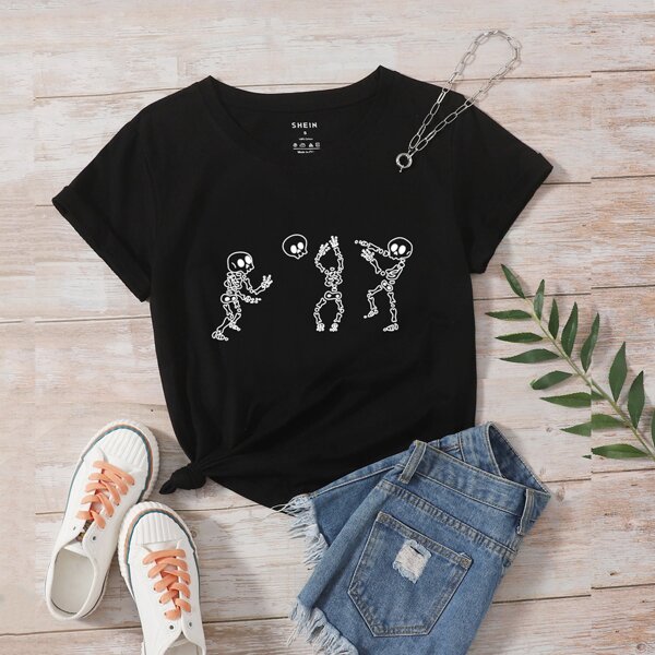 

Skeleton Graphic Short Sleeve Tee, Black