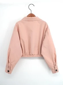 Girls Flap Pocket Elastic Hem Jacket - Dusty Pink - View 2