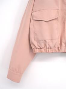 Girls Flap Pocket Elastic Hem Jacket - Dusty Pink - View 3