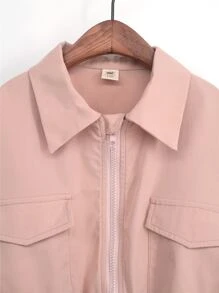 Girls Flap Pocket Elastic Hem Jacket - Dusty Pink - View 4