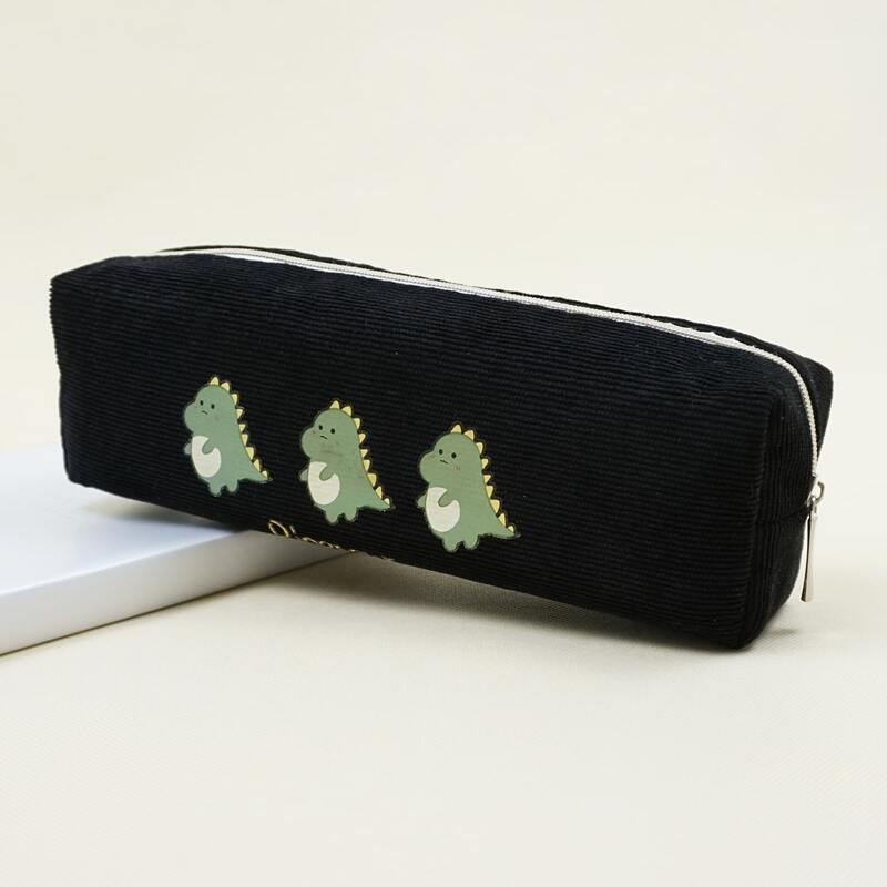 

Cartoon Dinosaur Print Pencil Case, Black