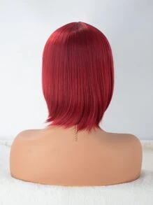 Short Wig With Bangs - Burgundy - View 2