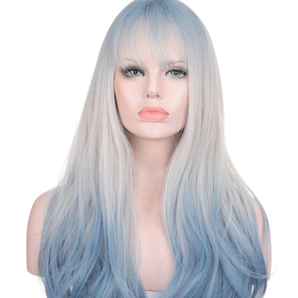

Ombre Long Straight Wig With Bangs