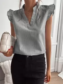 SHEIN Clasi Áo sơ mi nữ Xù Sọc Giải trí - Nhiều màu - Xem 1