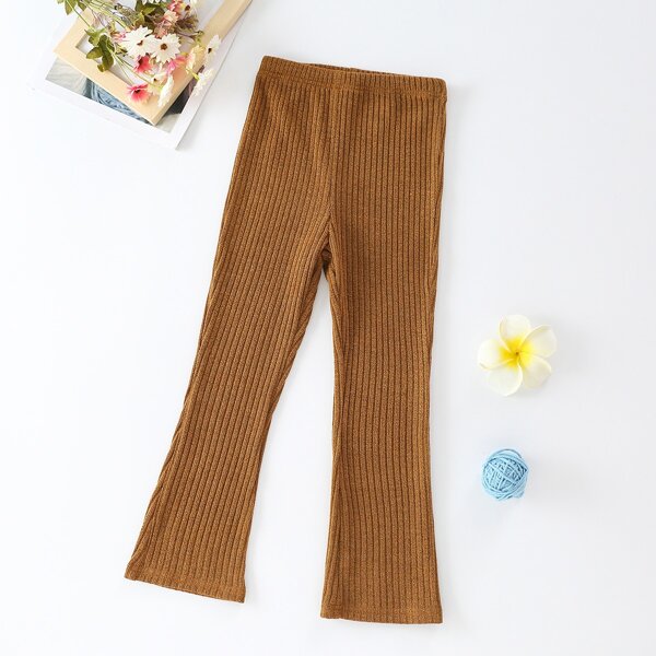 

Toddler Girls Rib-knit Flare Leg Pants, Brown