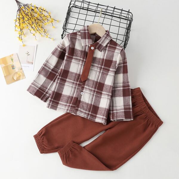 

Toddler Boys Plaid Print Shirt & Sweatpants, Multicolor