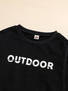 SHEIN Sweatshirt Et Pantalon Graphiques Avec Lettres Pour Jeune Garçon