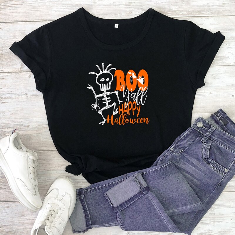 

Halloween Letter Skull Graphic Tee, Black