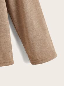 SHEIN Boys Notch Neck Button Detail Tee - Mocha Brown - View 4