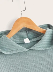 SHEIN Tween Girl Fashionable Hooded Casual Color Block Knit Hoodie