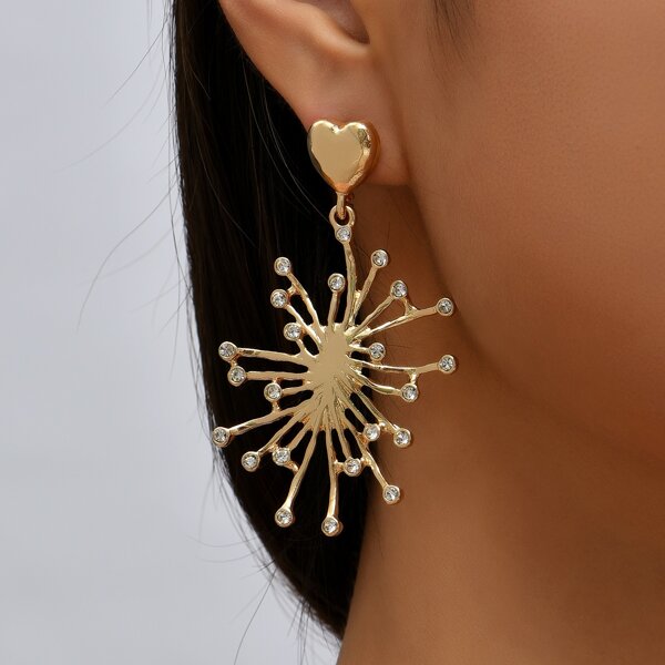 

Rhinestone Decor Drop Earrings, Gold