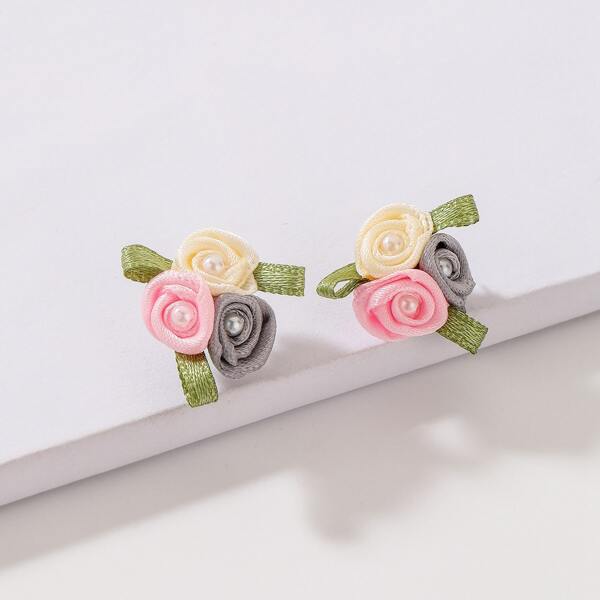 

Flower Decor Stud Earrings, Multicolor