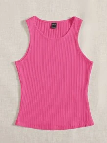 SHEIN EZwear 素色螺紋針織背心上衣