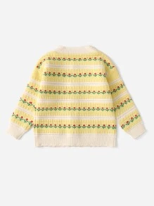 Cô gái mới biết đi Cardigans Nút Hoa Giải trí - Màu vàng - Xem 2