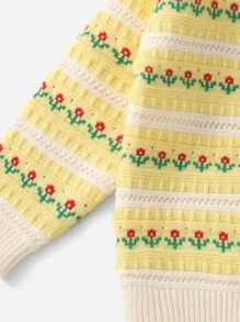 Cô gái mới biết đi Cardigans Nút Hoa Giải trí - Màu vàng - Xem 3