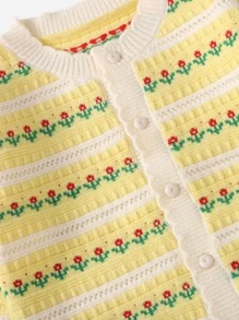 Cô gái mới biết đi Cardigans Nút Hoa Giải trí - Màu vàng - Xem 4