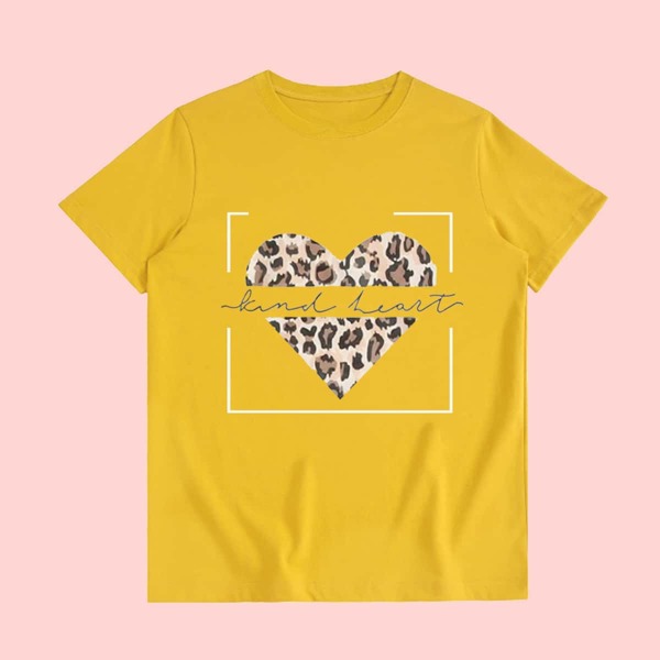 

Toddler Girls Letter & Heart Print Tee, Yellow