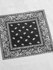 GENTILAND Áo thun tay ngắn họa tiết Paisley bằng cotton dành cho nam và quần - Đen và trắng - Xem 3